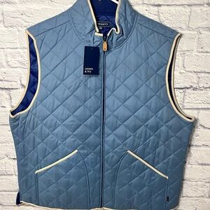 Crown & Ivy Men’s Quilted Vest Blue Full Zip Sleeveless Size XL NWT Puffer Golf